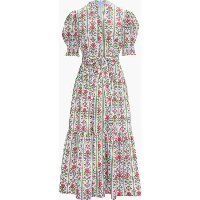 The Yara Dress, Green Floral Block Stripe