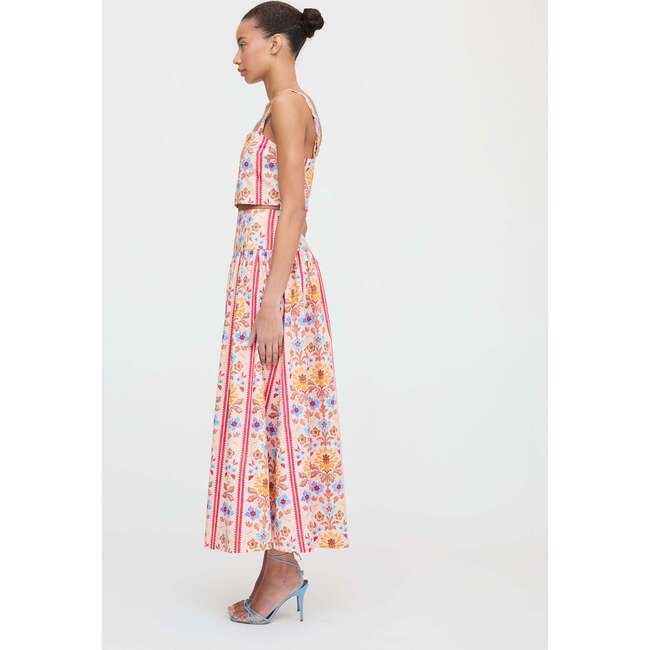 The Kate Midi Skirt, Pink Floral Block Stripe - Skirts - 3