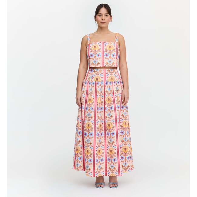The Kate Midi Skirt, Pink Floral Block Stripe - Skirts - 6