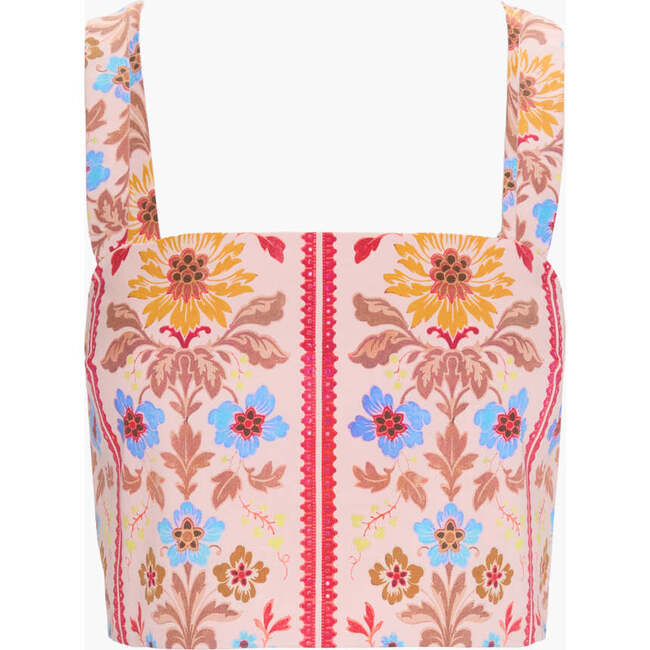 The Clara Crop Top, Pink Floral Block Stripe