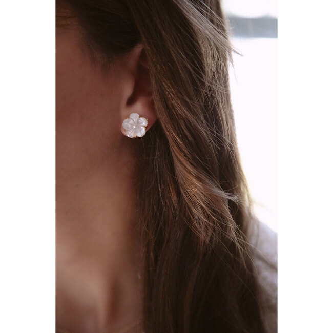 Women's Primrose Peacock Pearl Blacklip Shell Flower Stud Earrings, Gold - Earrings - 3
