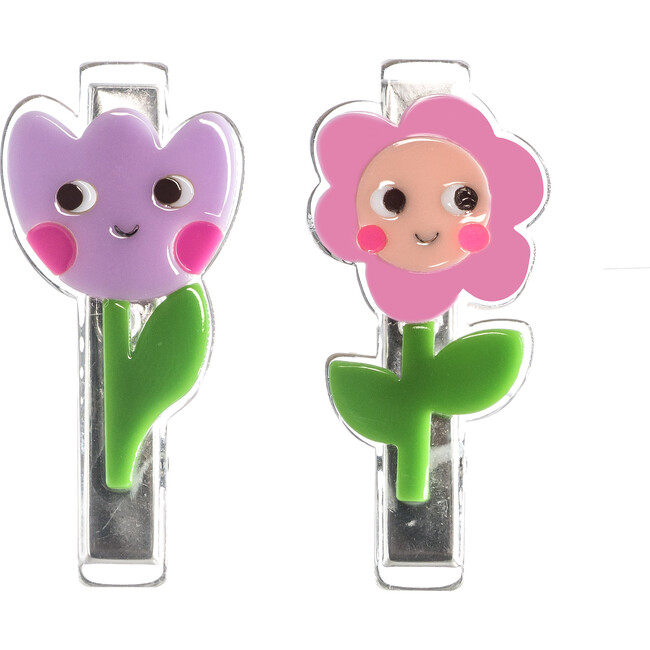 Flower Pink Purple Hair Clips