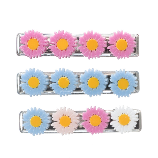 Daisy Multi Pink Blue Hair Clips, Set of 3