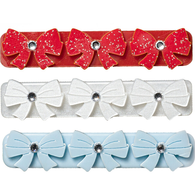Bows Red Blue White Trio Hair Clips, Set of 3