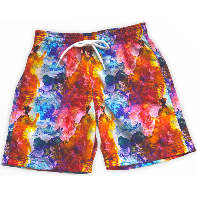Kids' Colorful Batik Print Quick-Dry Swim Trunks