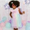 Birthday Girl Patch Rainbow Ombre Sequin Short Sleeve Tutu Dress, Multi - Dresses - 2