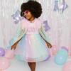 Birthday Girl Patch Rainbow Ombre Sequin Short Sleeve Tutu Dress, Multi - Dresses - 5