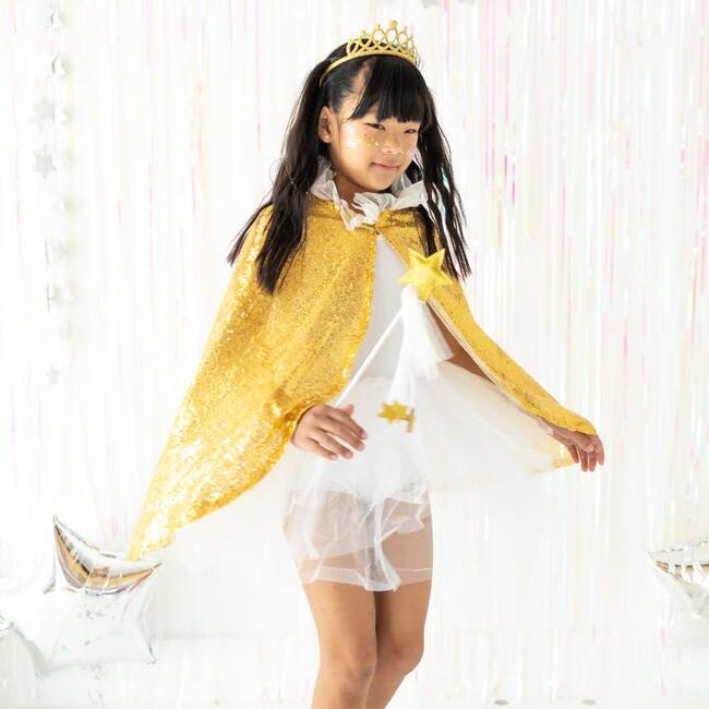 Sequin Cape, Gold - Costume Accessories - 3