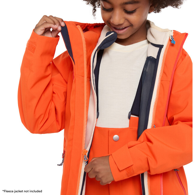 Turas All Season 3-Layer Waterproof Chin Guard Zipper Jacket, Red Orange - Jackets - 6