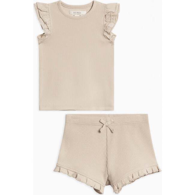 Organic 2 Piece Girls Ribbed Outfit Set Oat