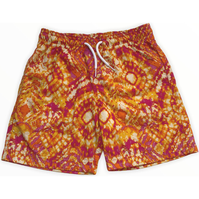 Kids' Geometric Batik Print Quick-Dry Swim Trunks