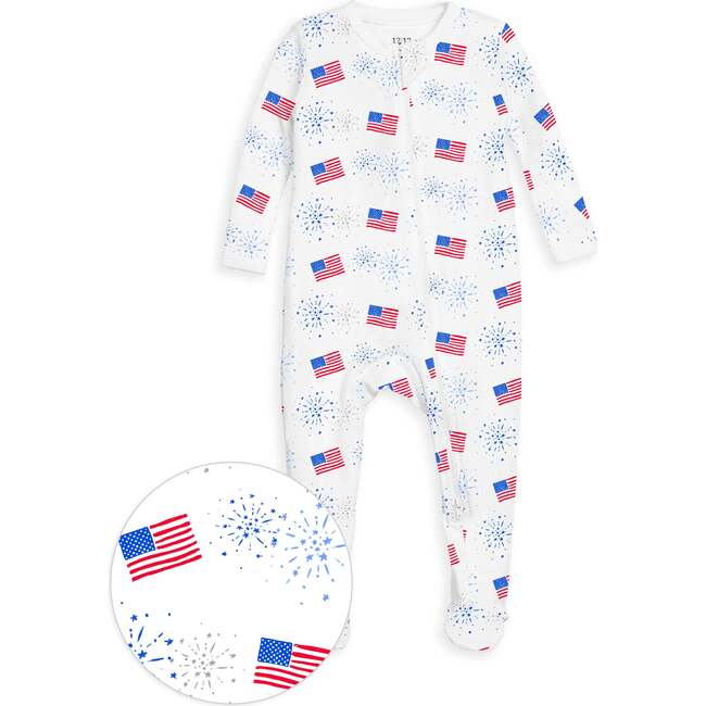 The Organic Zipper Footie, Flags and Fireworks
