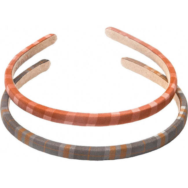 Linen Cotton Headband, Sunset Gingham & Storm Plaid (Set Of 2)