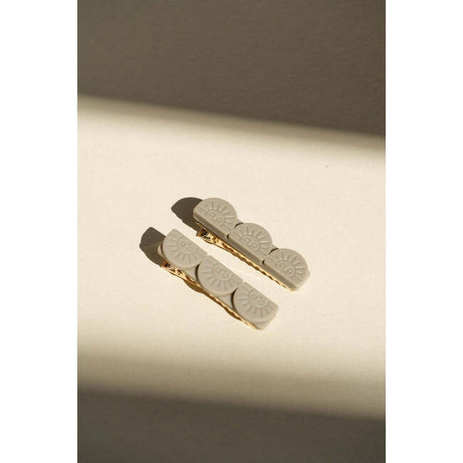 Tri Sun Bar Matte Hair Clips, Fog (Set Of 2)