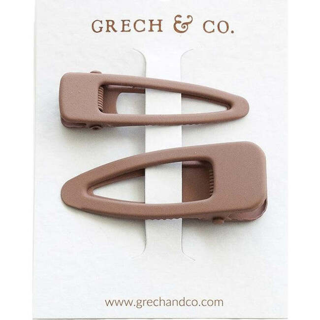 Painted Matte Alloy Metal Hair Clips, Burlwood (Set Of 2)