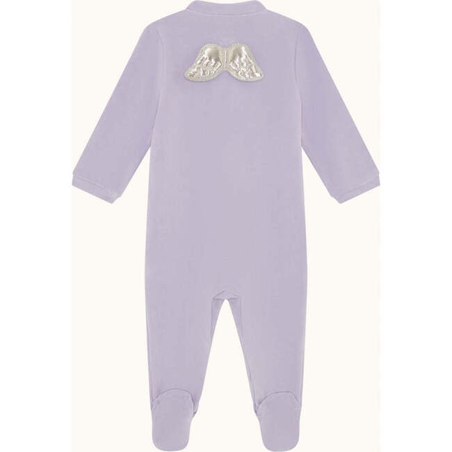 Velour Angel Wing Sleepsuit, Lilac & Silver