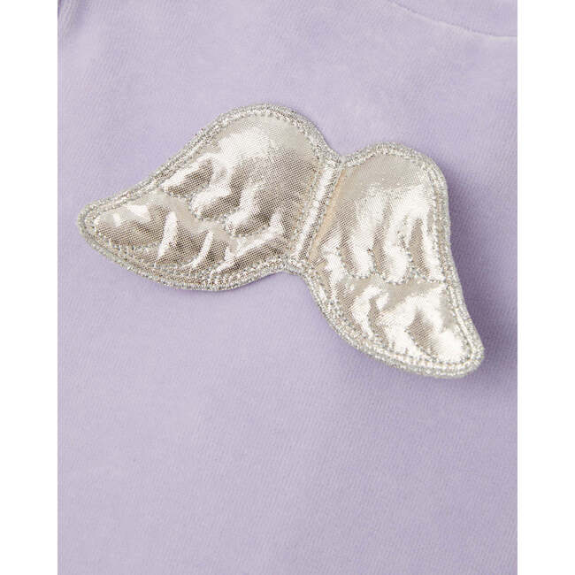 Velour Angel Wing Sleepsuit, Lilac & Silver - Footie Pajamas - 3