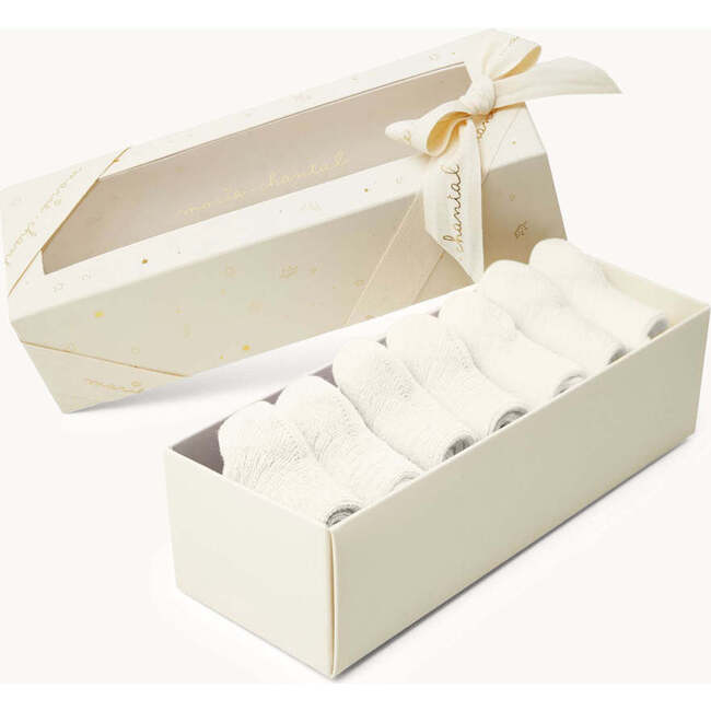 Bijou Set of 7 Socks, Cream