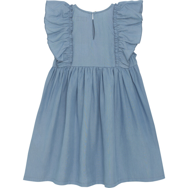 Summer Dress With Ruffles, Soft Chambray - Dresses - 3