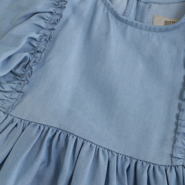 Summer Dress With Ruffles, Soft Chambray - Dresses - 4