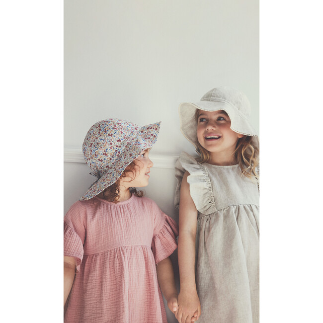 Girls Summer Hat In Liberty Fabric, Print Sepia Rose - Sun Hats - 2