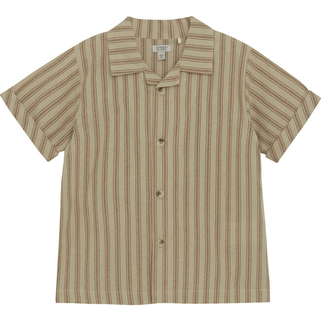Boys Summer Shirt In Organic Cotton, Irish Cream