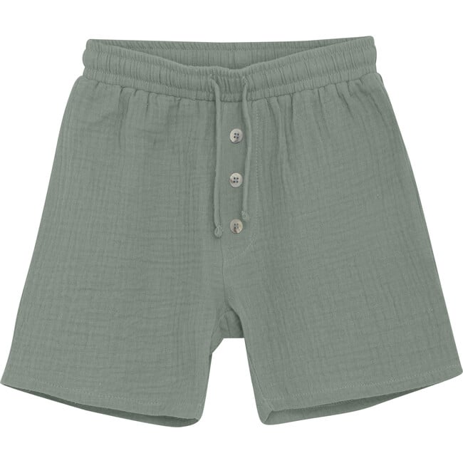 Boys Shorts In Muslin Cotton, Lily Pad