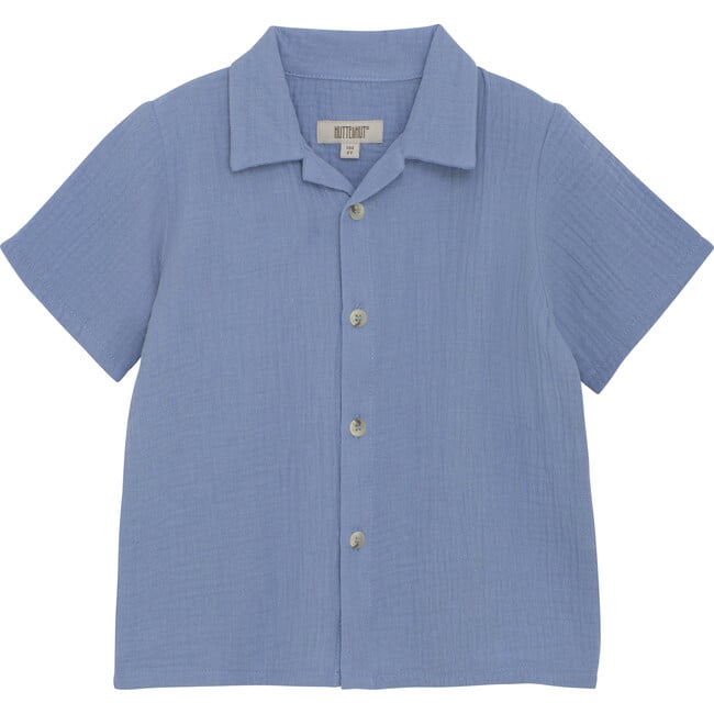 Boys Short Sleeve Muslin Cotton Shirt, Quiet Harbor