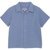 Boys Short Sleeve Muslin Cotton Shirt, Quiet Harbor - Button Downs - 1 - thumbnail