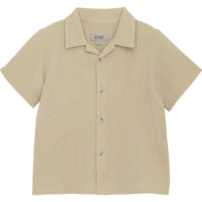 Boys Short Sleeve Muslin Cotton Shirt, Irish Cream