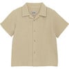 Boys Short Sleeve Muslin Cotton Shirt, Irish Cream - Button Downs - 1 - thumbnail