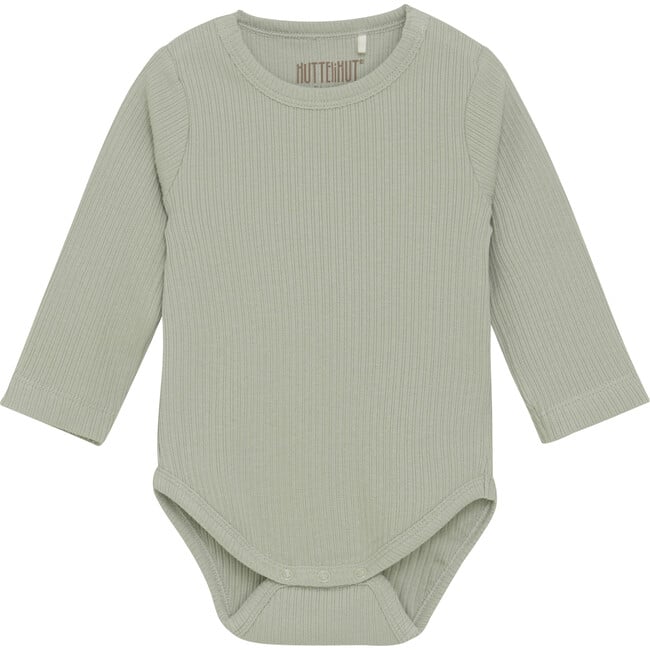 Babys Ribbed Long Sleeve Onesie, Desert Sage