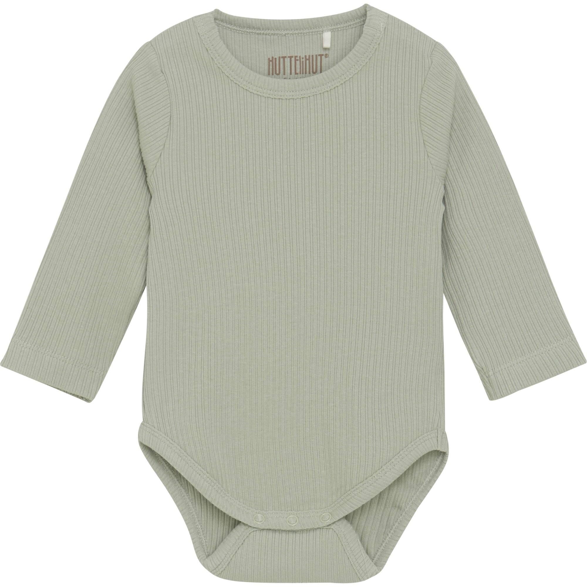 Babys Ribbed Long Sleeve Onesie, Desert Sage - Onesies - 1