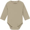 Babys Ribbed Long Sleeve Onesie , Irish Cream - Onesies - 1 - thumbnail