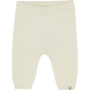 Babys Organic Cotton Knit Pants, Antique White - Pants - 1 - thumbnail
