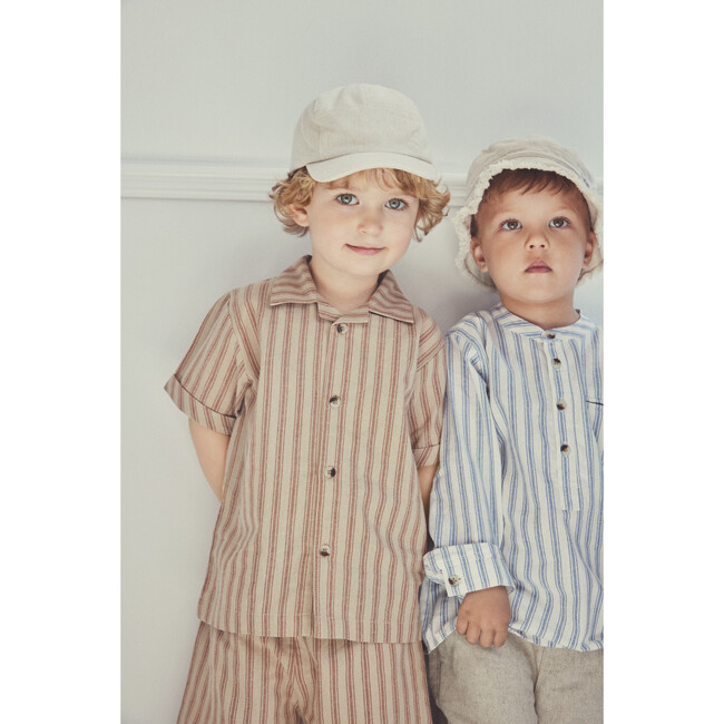 Boys Summer Shirt In Organic Cotton, Irish Cream - Button Downs - 2