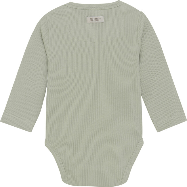 Babys Ribbed Long Sleeve Onesie, Desert Sage - Onesies - 3