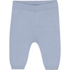 Babys Organic Cotton Knit Pants, Soft Chambray - Pants - 1 - thumbnail