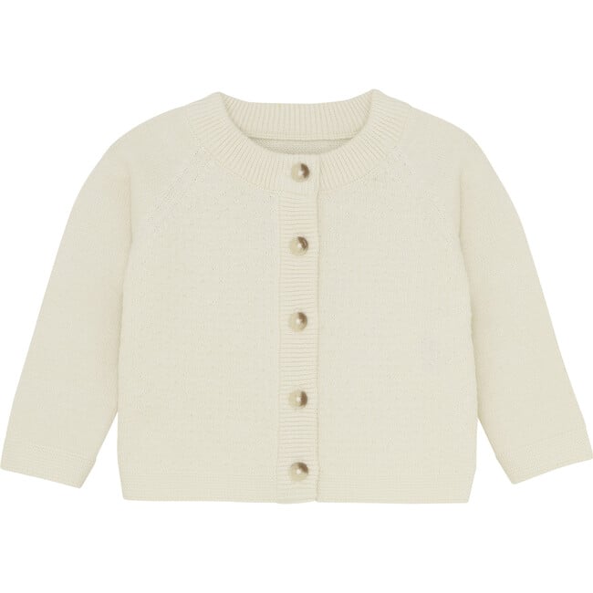 Babys Organic Cotton Knit Cardigan, Antique White