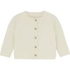 Babys Organic Cotton Knit Cardigan, Antique White - Cardigans - 1 - thumbnail