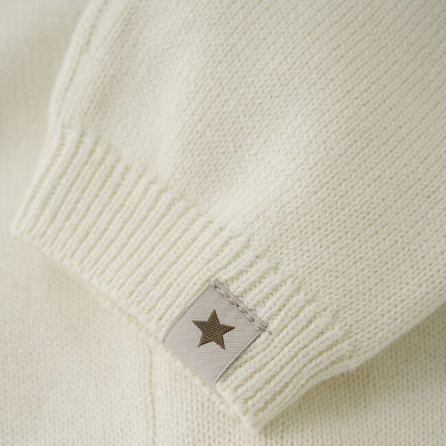 Babys Organic Cotton Knit Pants, Antique White - Pants - 2