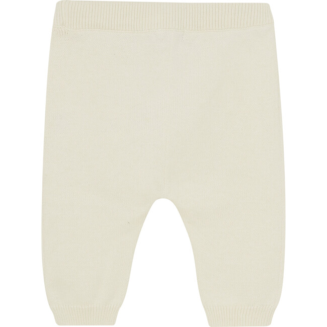 Babys Organic Cotton Knit Pants, Antique White - Pants - 3