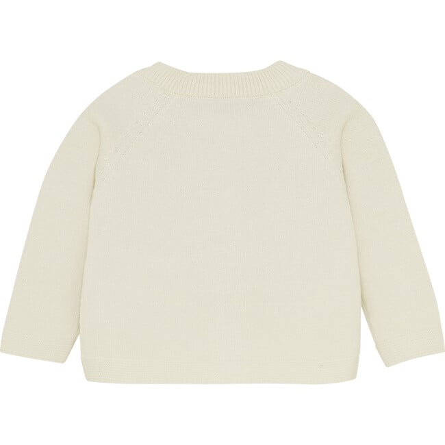 Babys Organic Cotton Knit Cardigan, Antique White - Cardigans - 3