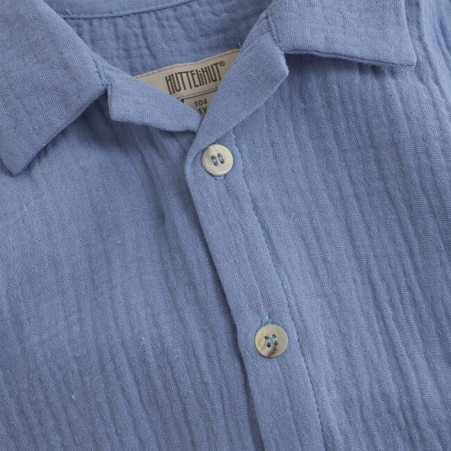Boys Short Sleeve Muslin Cotton Shirt, Quiet Harbor - Button Downs - 3