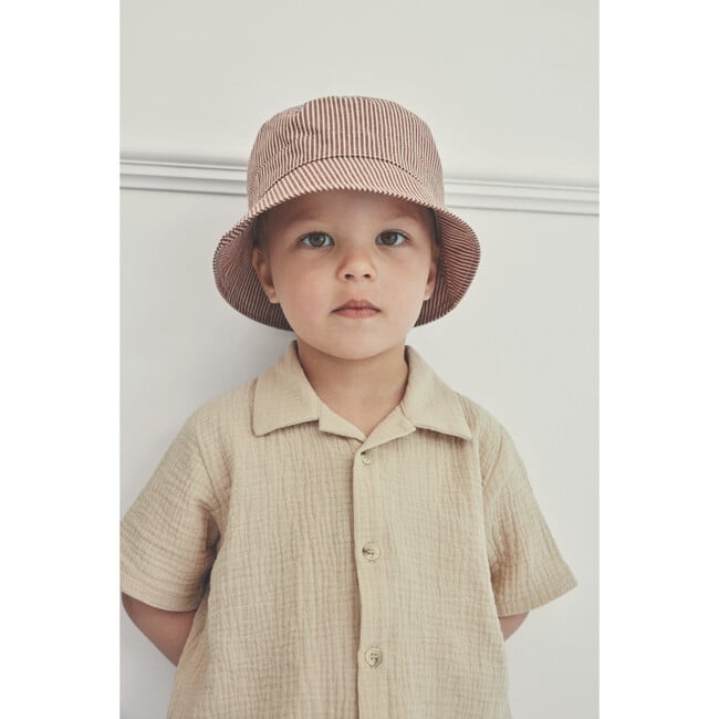 Boys Short Sleeve Muslin Cotton Shirt, Irish Cream - Button Downs - 2