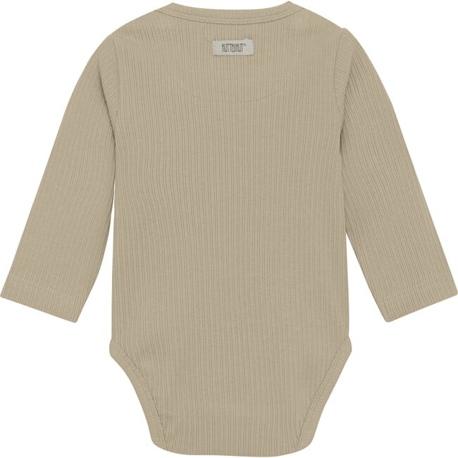 Babys Ribbed Long Sleeve Onesie , Irish Cream - Onesies - 3