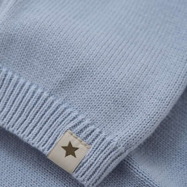 Babys Organic Cotton Knit Pants, Soft Chambray - Pants - 3