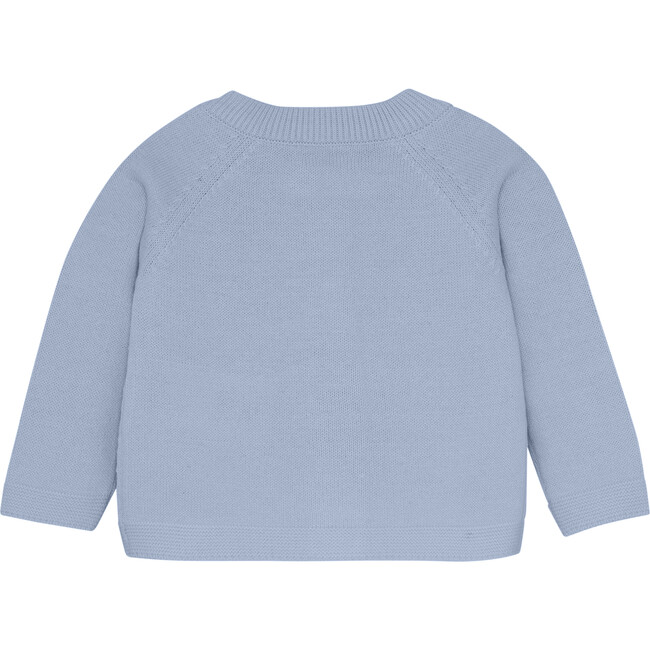 Babys Organic Cotton Knit Cardigan, Soft Chambray - Cardigans - 4