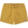 Scalloped Lace Trim Shorts, Yellow - Shorts - 1 - thumbnail