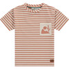 Striped Pocket T-Shirt, Orange/Cream - T-Shirts - 1 - thumbnail